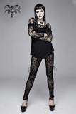 Black Mesh Leggings: Lace-Up / Gothic High-Waist Leggings