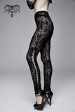 Black Mesh Leggings: Lace-Up / Gothic High-Waist Leggings