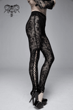 Black Mesh Leggings: Lace-Up / Gothic High-Waist Leggings