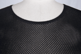 Black Mesh Long Sleeve Top / Women's Lace-up Side Tops