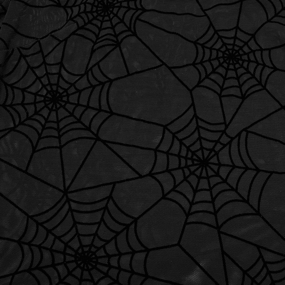 Black Mesh Top with Long Sleeves and Spider Web Pattern