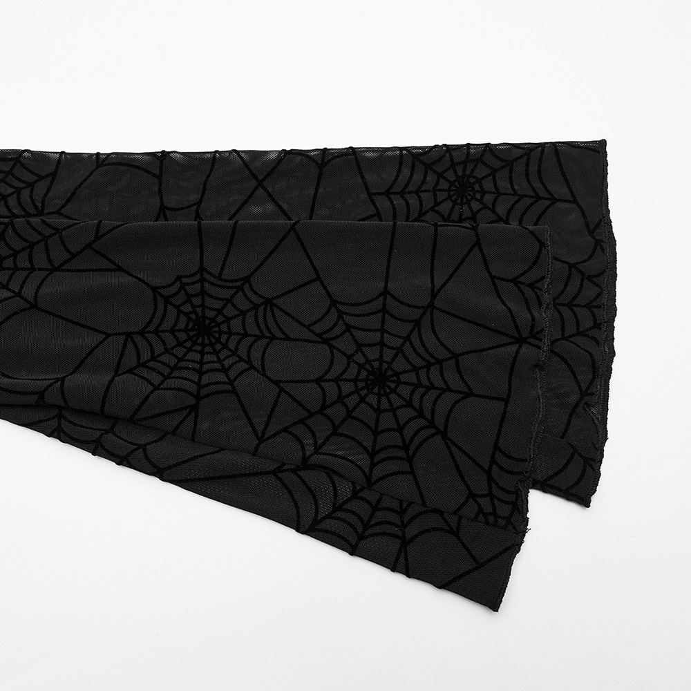 Black Mesh Top with Long Sleeves and Spider Web Pattern