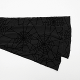 Black Mesh Top with Long Sleeves and Spider Web Pattern