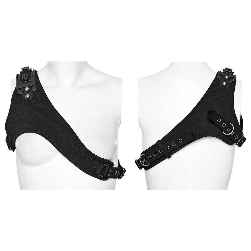 Black Micro Twill Chest Harness with O-Ring for Women