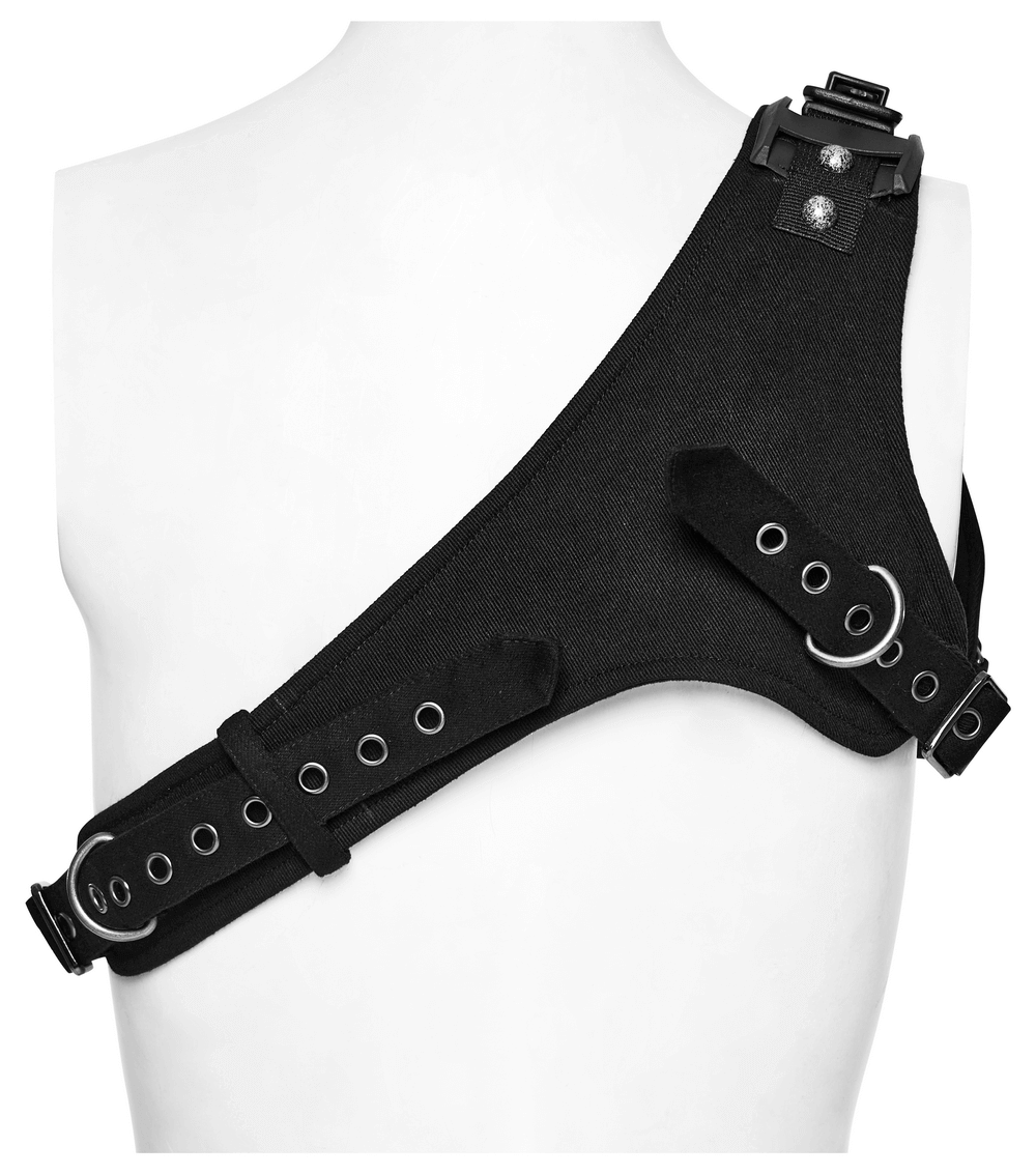 Black Micro Twill Chest Harness with O-Ring for Women