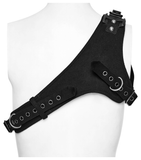 Black Micro Twill Chest Harness with O-Ring for Women