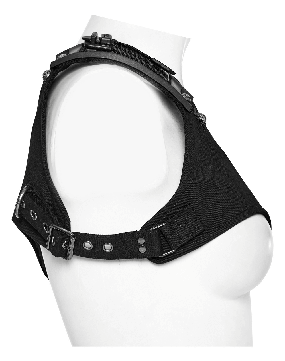 Black Micro Twill Chest Harness with O-Ring for Women