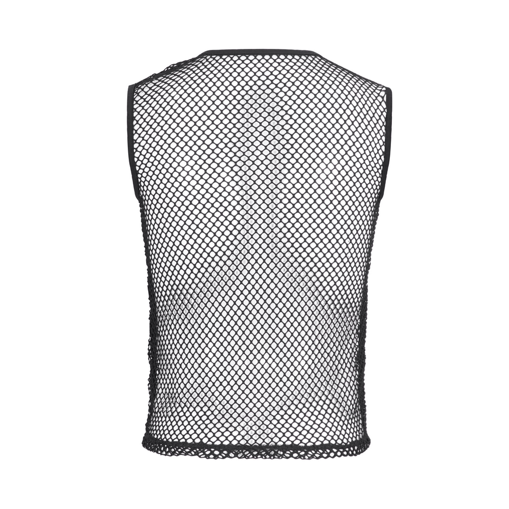 Black Net Tank Top with Studded Shoulder Straps
