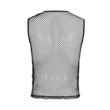 Black Net Tank Top with Studded Shoulder Straps