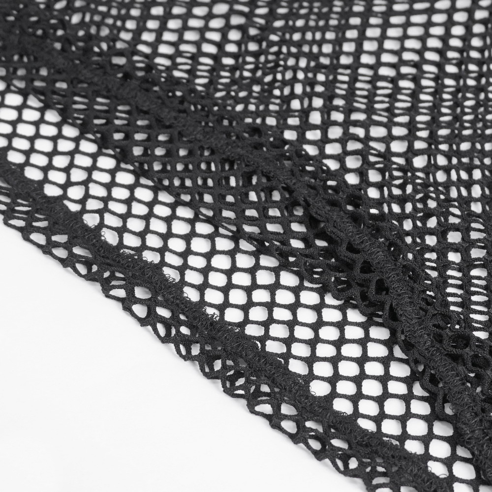 Black Net Tank Top with Studded Shoulder Straps