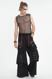 Black Net Tank Top with Studded Shoulder Straps