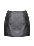 Black Punk Mini Skirt in Faux Leather with Strap Belts
