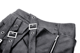 Black Punk Mini Skirt in Faux Leather with Strap Belts