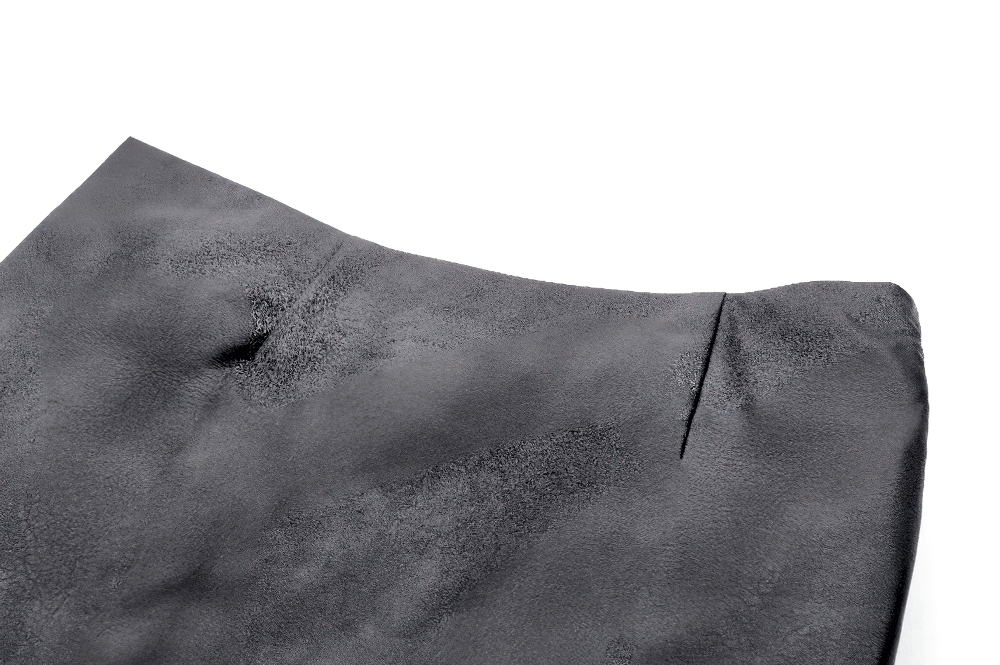 Black Punk Mini Skirt in Faux Leather with Strap Belts