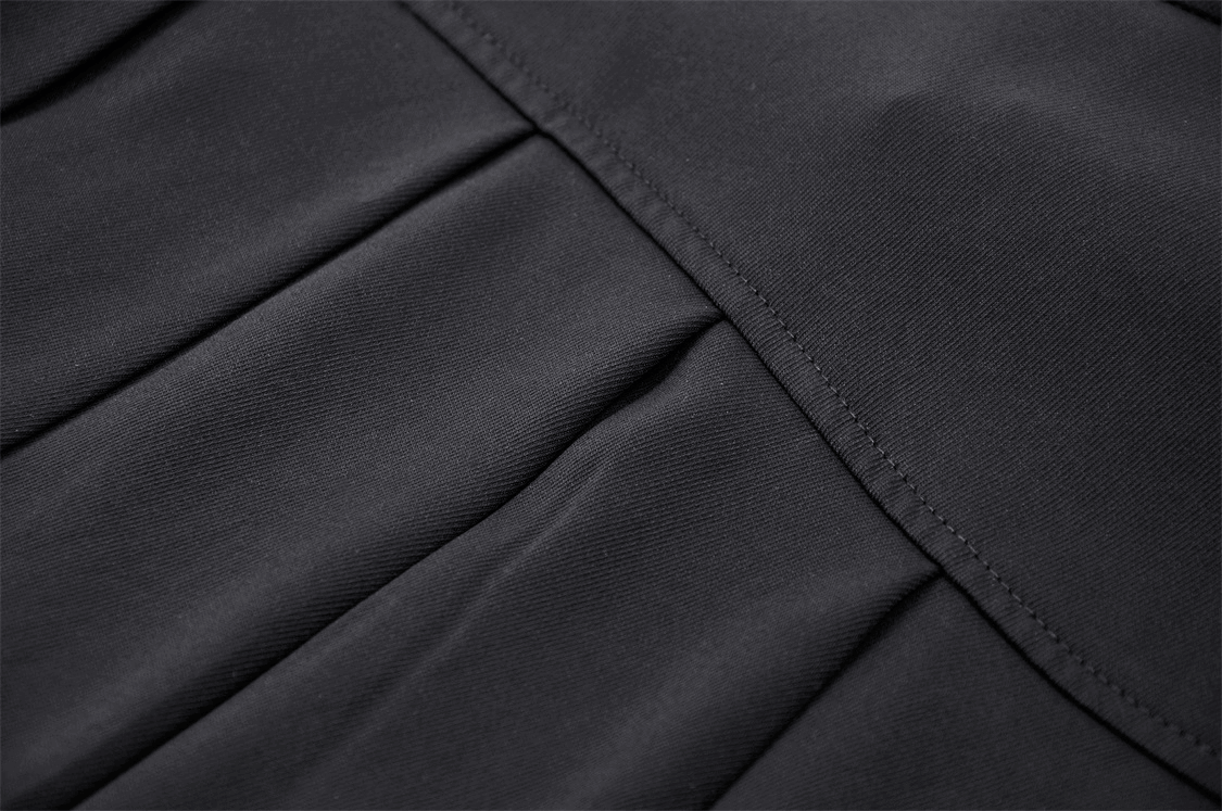 Black Punk Skirt with Asymmetrical Pleats and Safety Pins