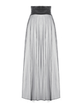 Black Sheer Maxi Skirt with Bold Metal Stud Accents