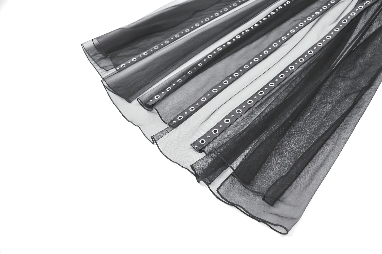 Black Sheer Maxi Skirt with Bold Metal Stud Accents