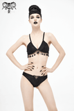 Black Swimsuit: Brocade Detail, Women's Lace-Up Bikini