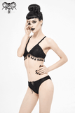 Black Swimsuit: Brocade Detail, Women's Lace-Up Bikini