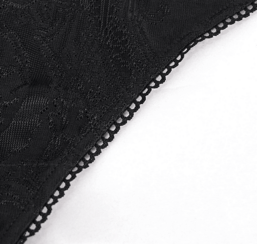 Black Swimsuit: Brocade Detail, Women's Lace-Up Bikini