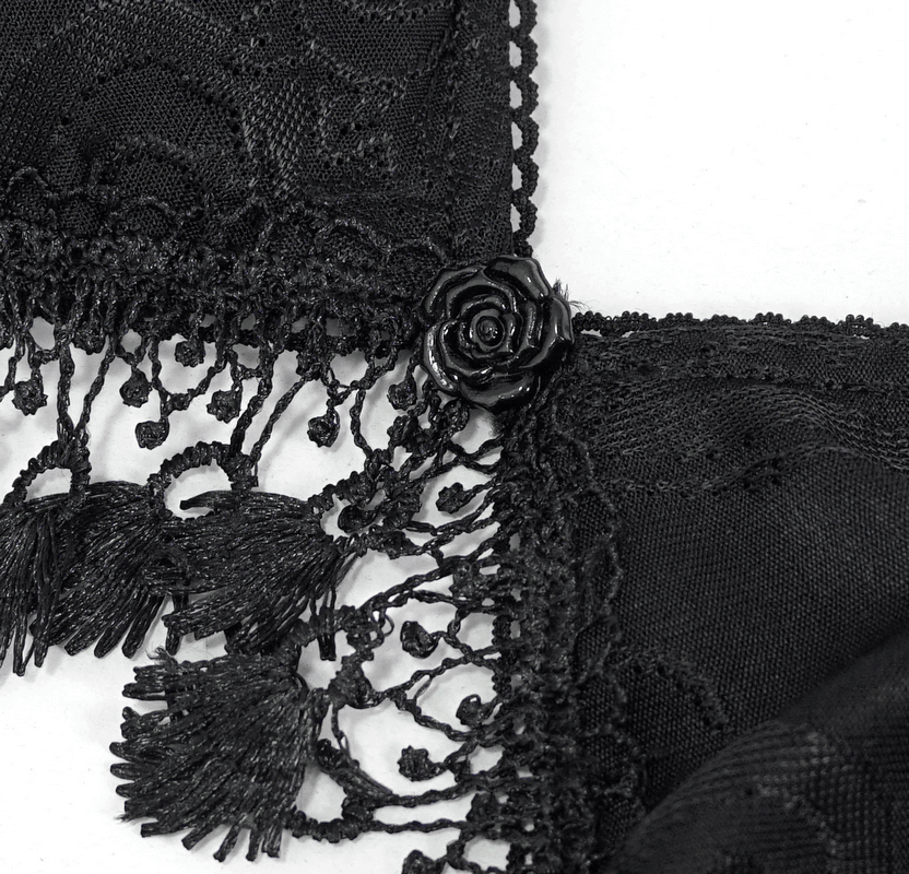 Black Swimsuit: Brocade Detail, Women's Lace-Up Bikini