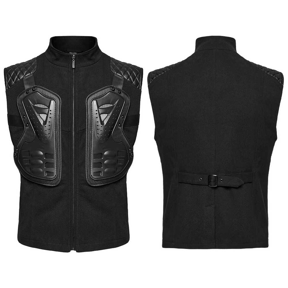 Black Tactical Vest with 3D Rubberized Armor Panels