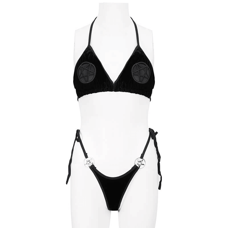 Black Velvet Pentagrams Bikini with a Sexy Stretch