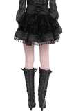 Black Velvet Skirt with Lace-Up Front and Cross Detail