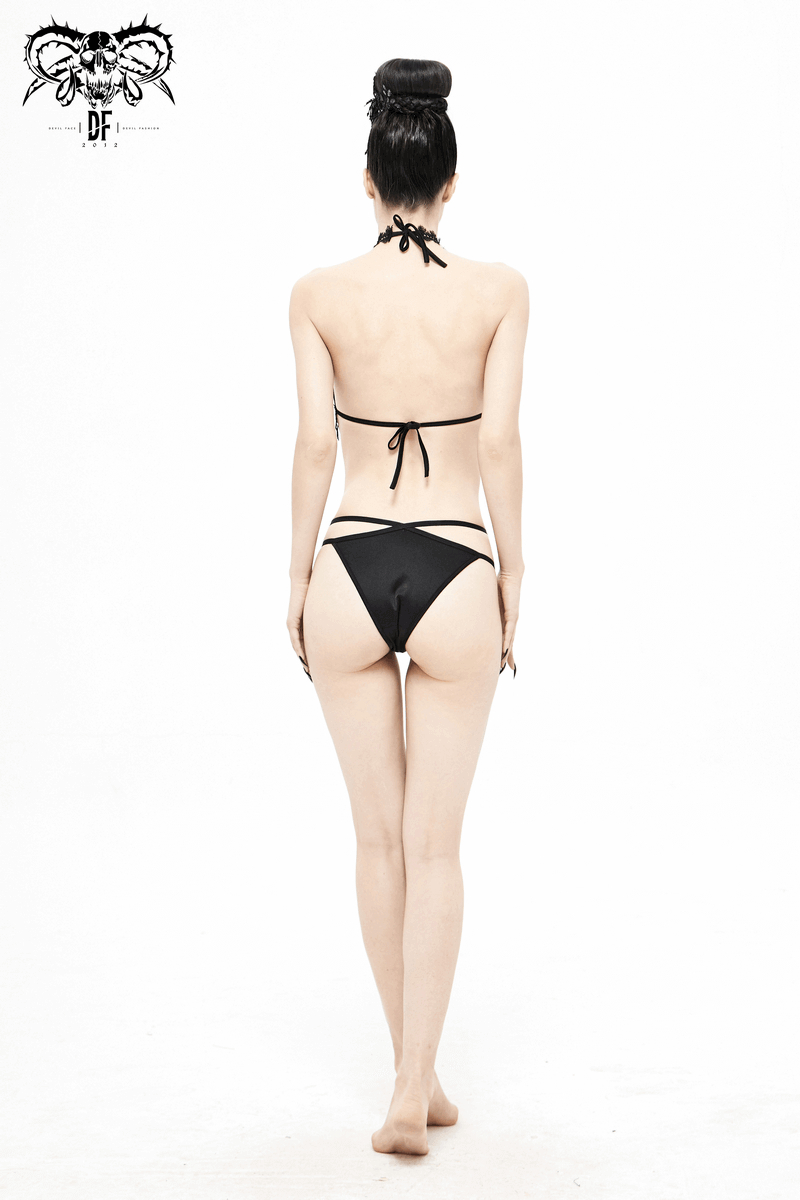 Black Womens Bikini: Gothic Lace with Choker