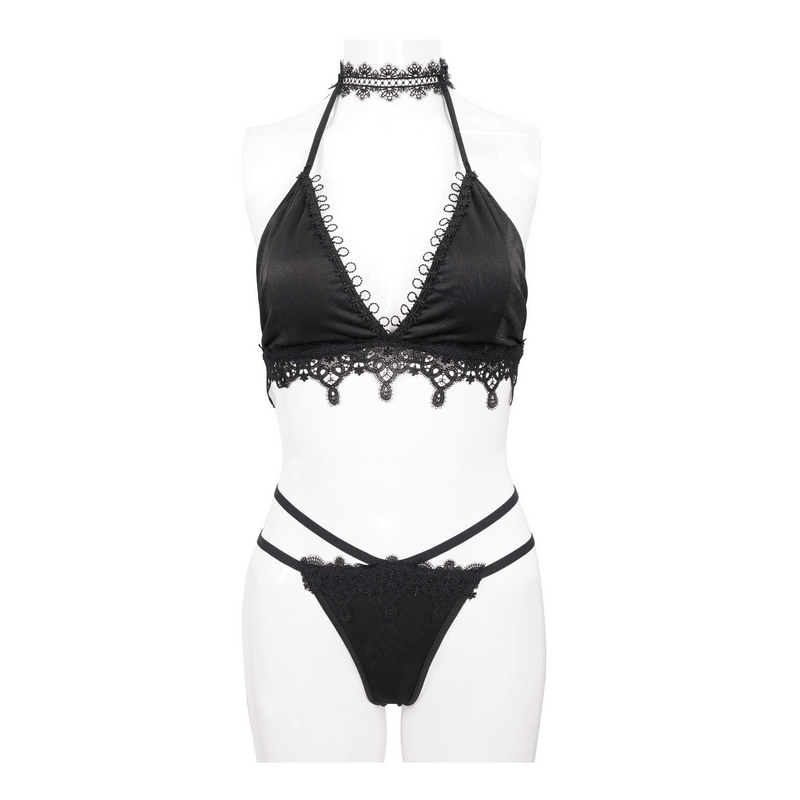 Black Womens Bikini: Gothic Lace with Choker