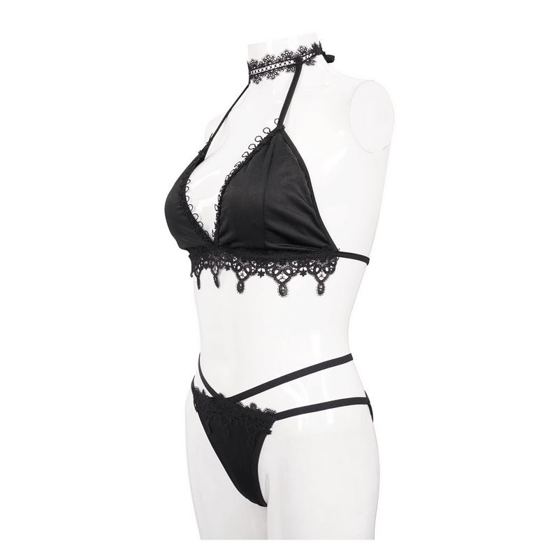 Black Womens Bikini: Gothic Lace with Choker