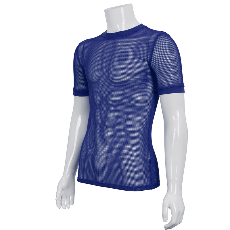 Blue Mesh Tee / Men's Punk Sheer Shirt / Alternative Wear