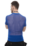Blue Mesh Tee / Men's Punk Sheer Shirt / Alternative Wear