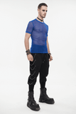 Blue Mesh Tee / Men's Punk Sheer Shirt / Alternative Wear