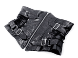 Bold Leather Corset Belt with Zipper and Buckle Accents