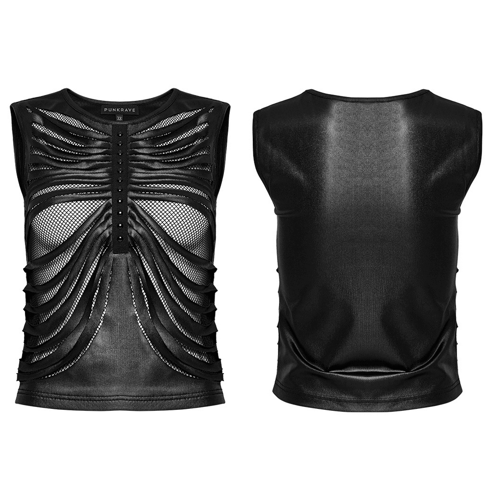 Bold Sleeveless Stretch Mesh Crop Top for Women
