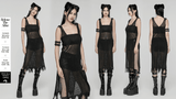 Bold Techwear Knit V-Neck Slit Dress for Women