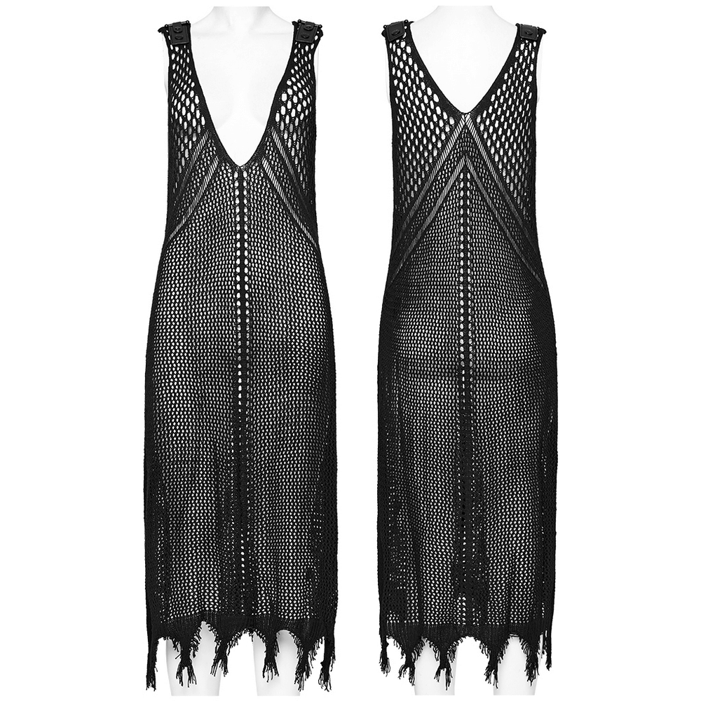 Bold Techwear Knit V-Neck Slit Dress for Women