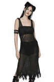 Bold Techwear Knit V-Neck Slit Dress for Women