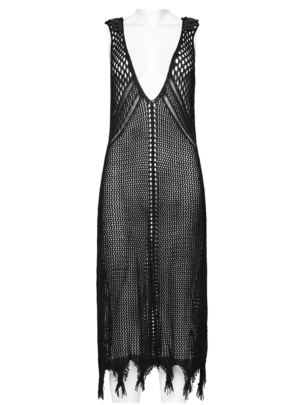 Bold Techwear Knit V-Neck Slit Dress for Women