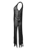 Bold Techwear Knit V-Neck Slit Dress for Women