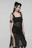 Bold Techwear Knit V-Neck Slit Dress for Women