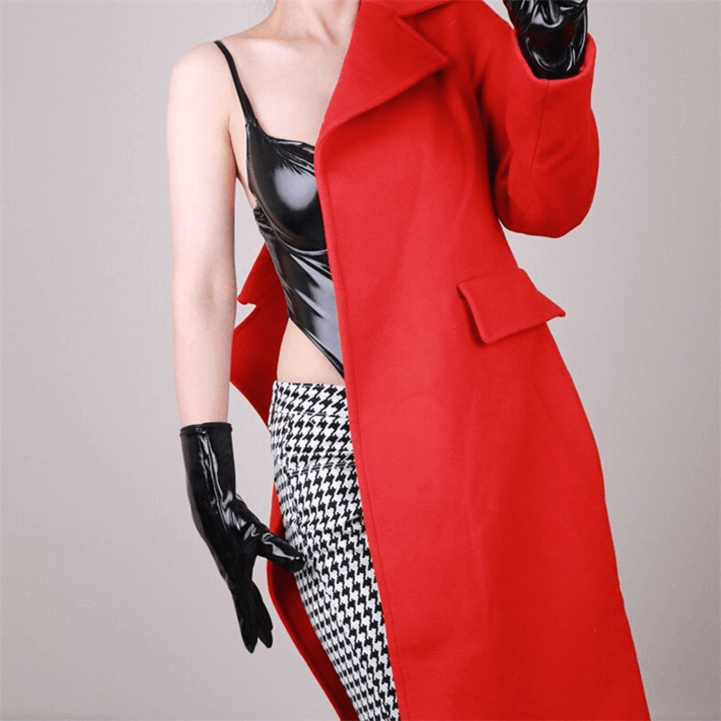 Bright Black Female Gloves / Patent Leather Long Gloves / Women's Mittens Different Lengths - EVE's SECRETS