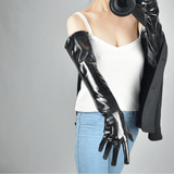Bright Black Female Gloves / Patent Leather Long Gloves / Women's Mittens Different Lengths - EVE's SECRETS