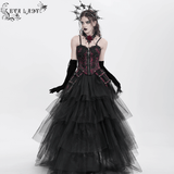 Brocade Corset with Chains and Adjustable Garter Straps