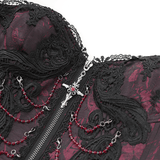Brocade Corset with Chains and Adjustable Garter Straps