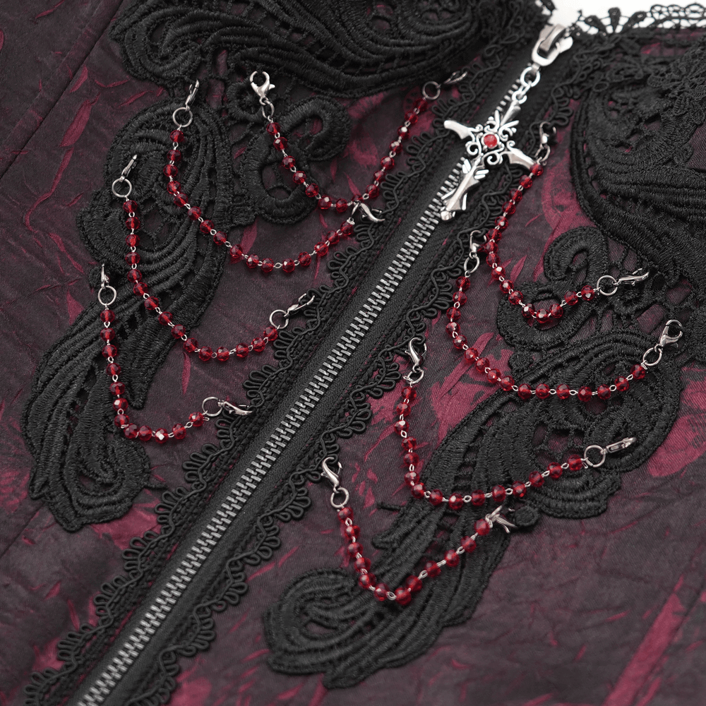 Brocade Corset with Chains and Adjustable Garter Straps