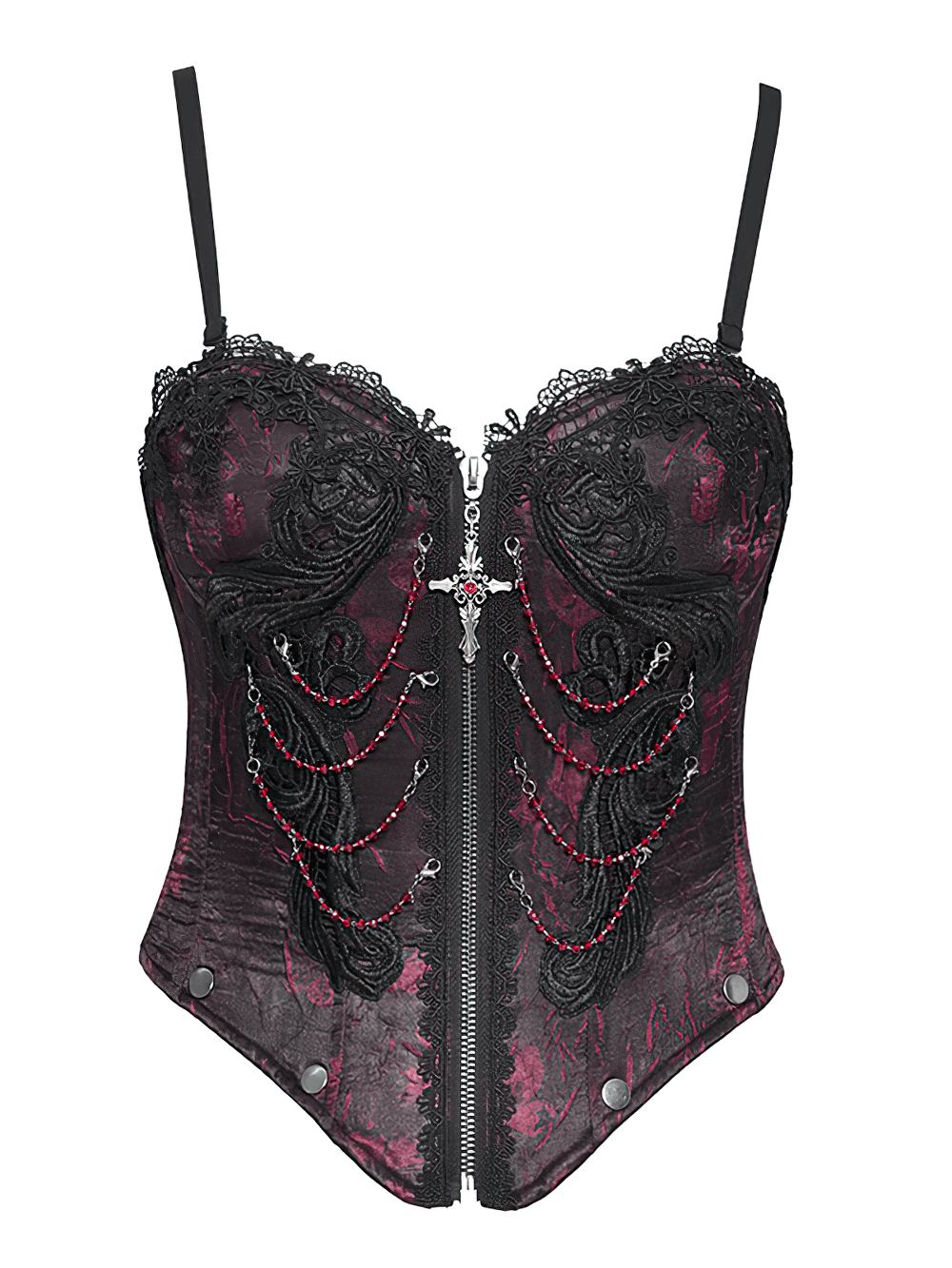 Brocade Corset with Chains and Adjustable Garter Straps