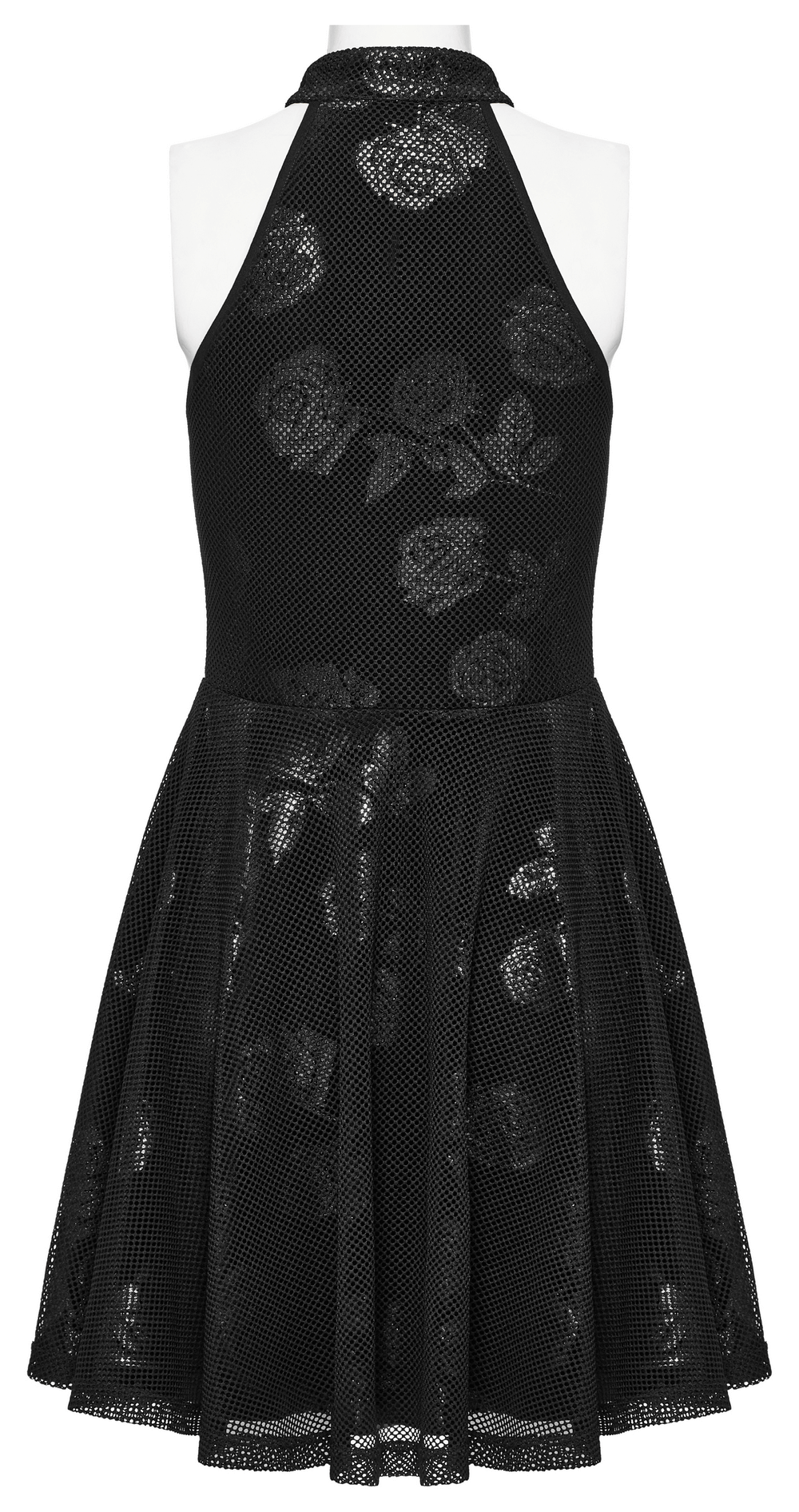 Captivating Halter Dress with Gothic Velvet Rose Design