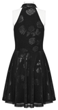 Captivating Halter Dress with Gothic Velvet Rose Design